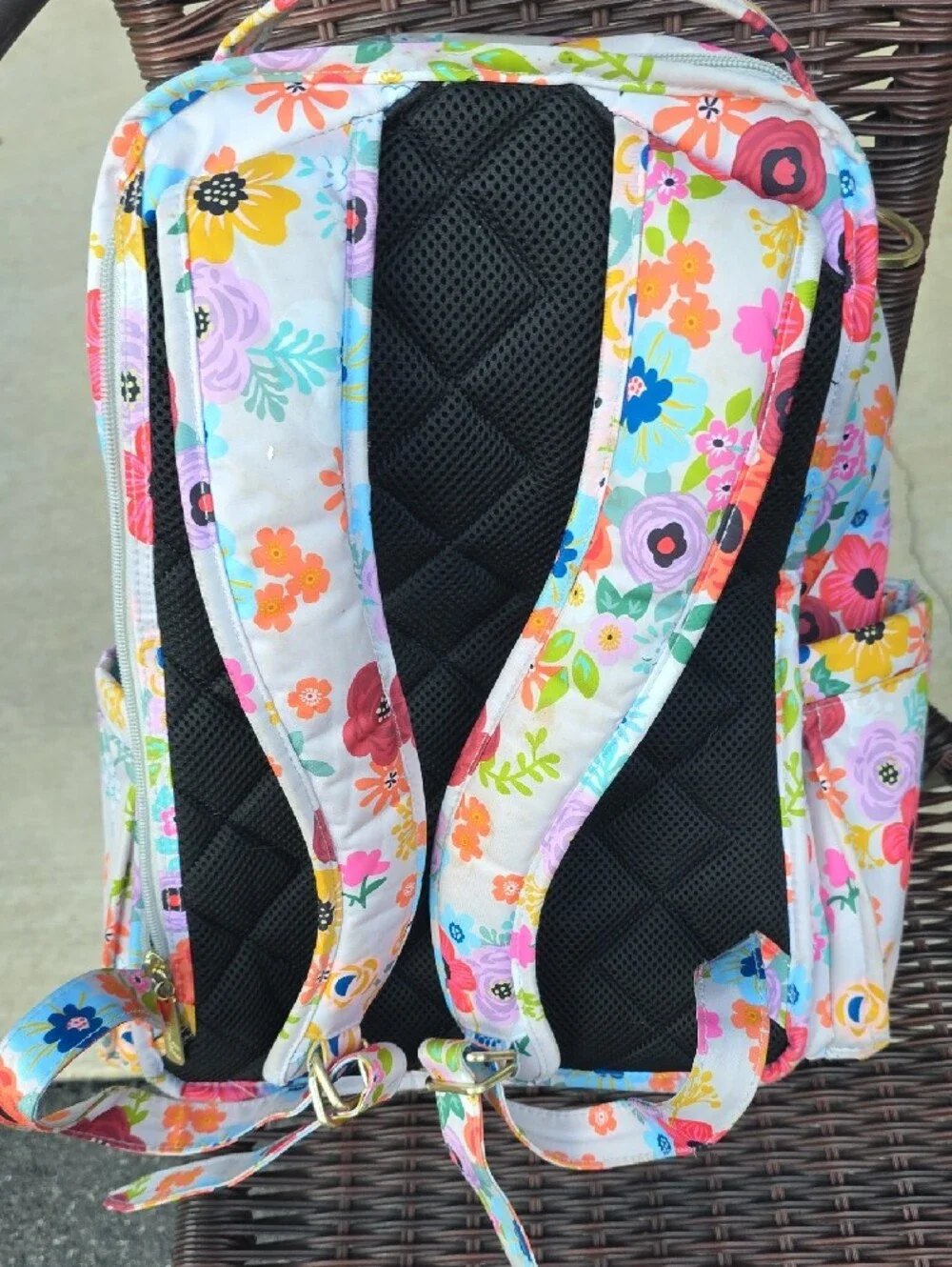 Jujube Floral Multi-Color Diaperbag Backpack with Gold Hardware